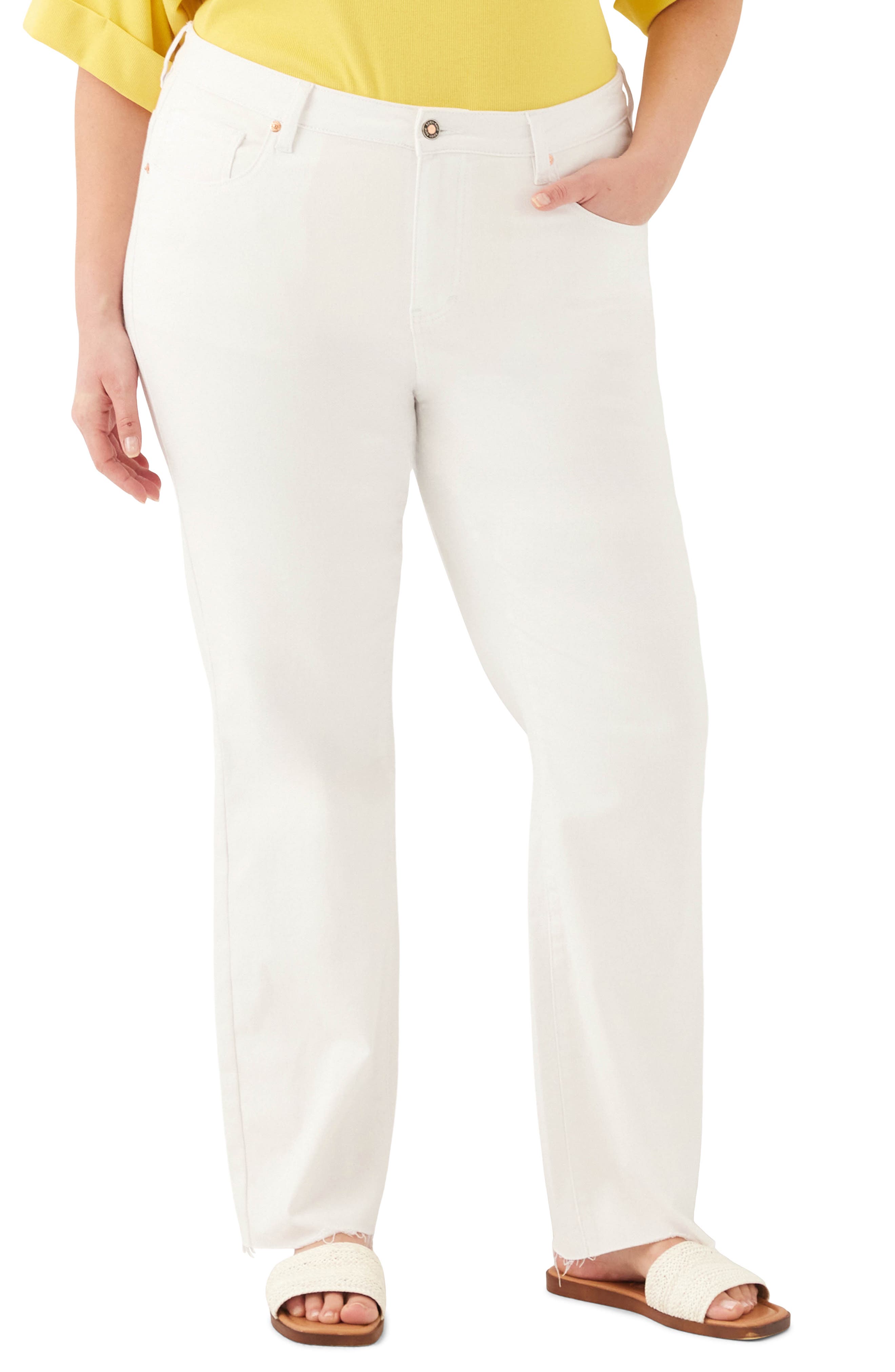 Raw Hem Straight Leg Jeans