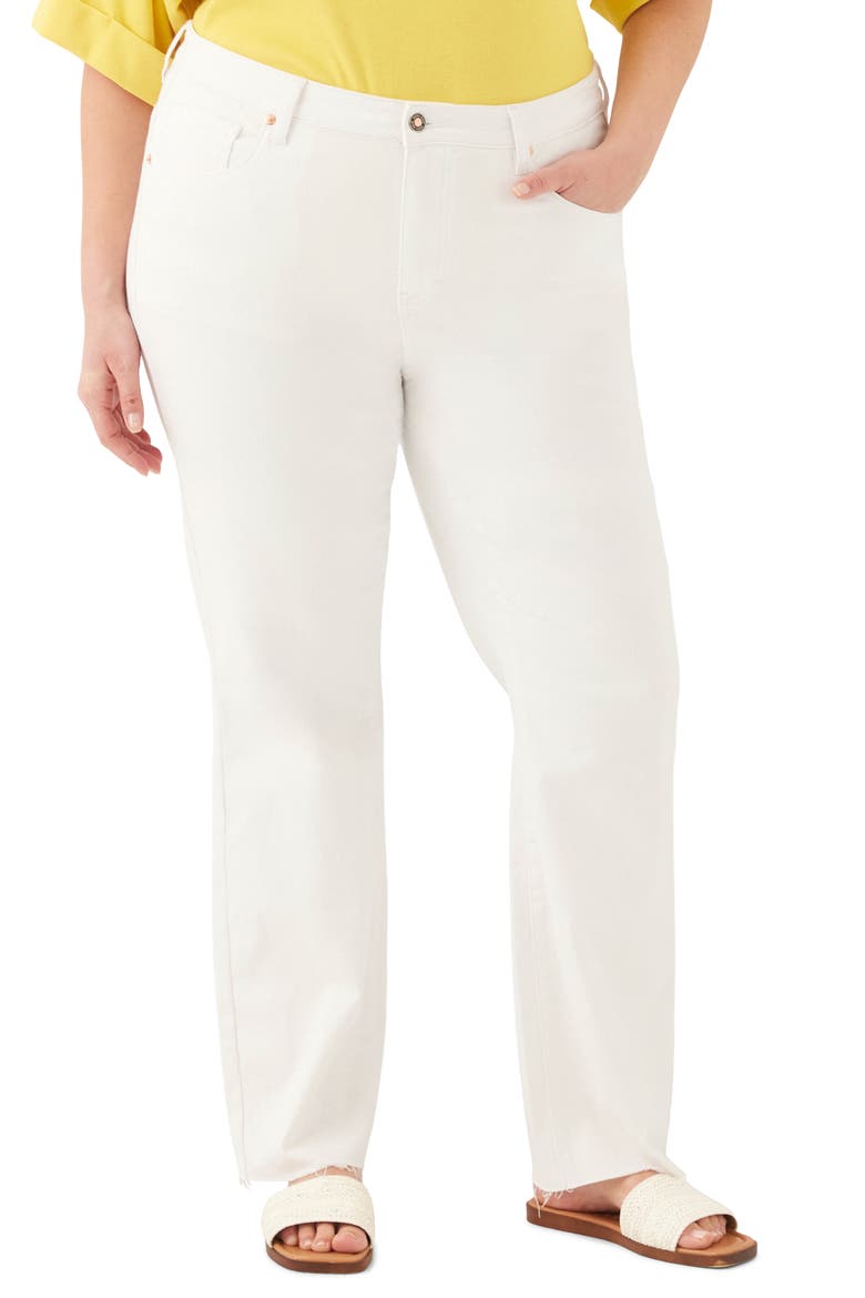 Raw Hem Straight Leg Jeans, Main, color, OFF WHITE