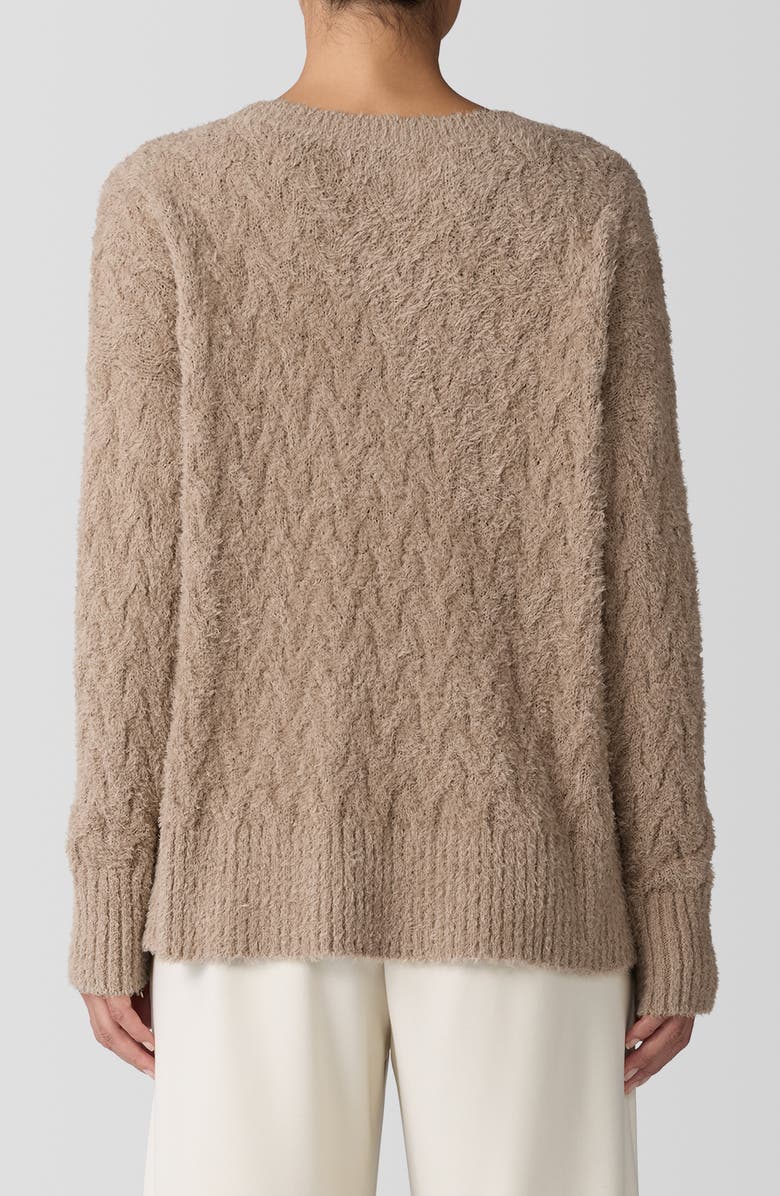 Eileen Fisher Crewneck Organic Cotton Bouclé Sweater, Alternate, color, Biscuit