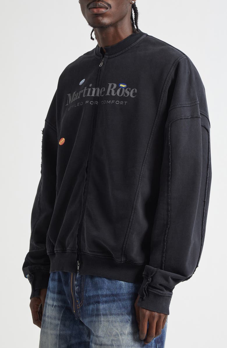Martine Rose Zip Up Crewneck Graphic Sweatshirt, Alternate, color, 