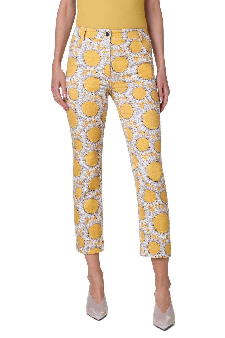 Maru Print Tapered Leg Ankle Jeans, Main, color, SUN