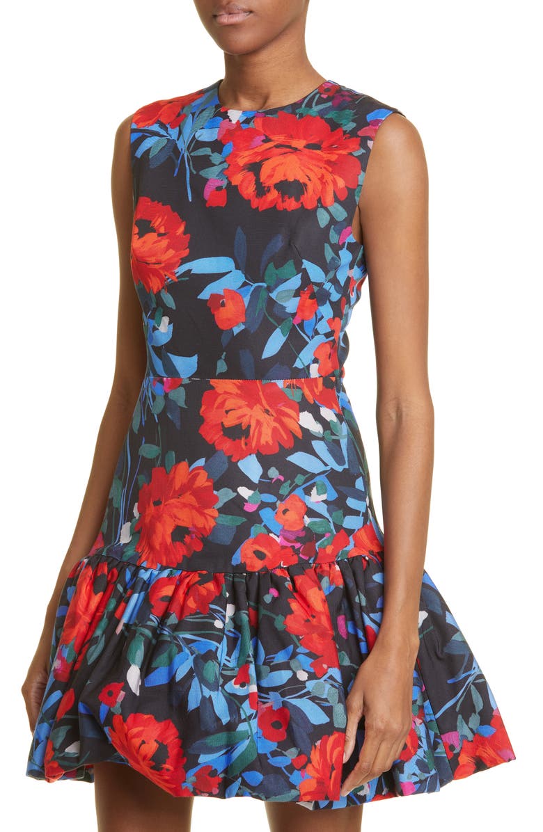 Lela Rose Floral Bubble Hem Dress, Alternate, color,