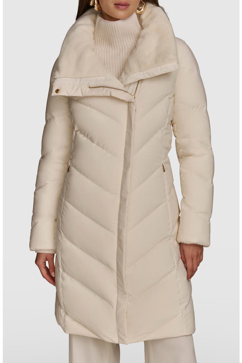 Water Resistant Chevron Down Puffer Coat, Main, color, CREAM