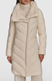 Donna Karan New York Water Resistant Chevron Down Puffer Coat