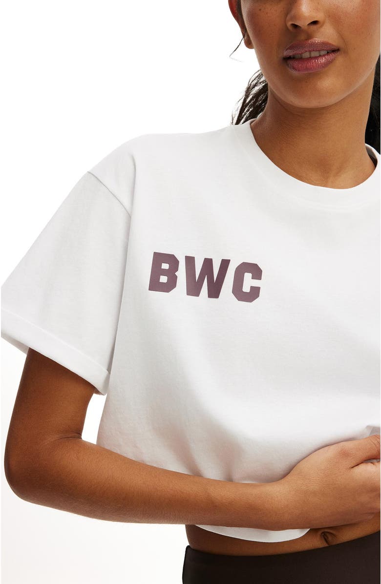 COTTON ON BODY Women's Active Cropped Graphic Active Tee, Alternate, color, White