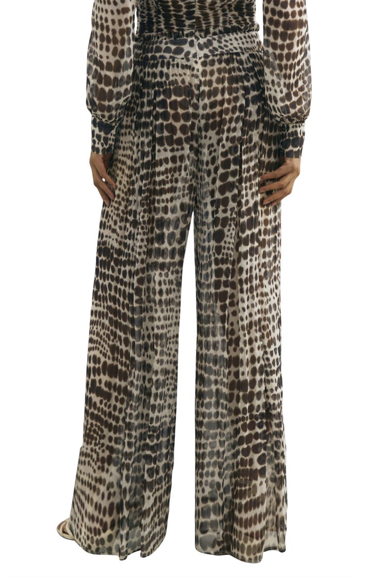 Aurelie Wide Leg Animal Print Pants, Alternate, color, CHOCOLATE
