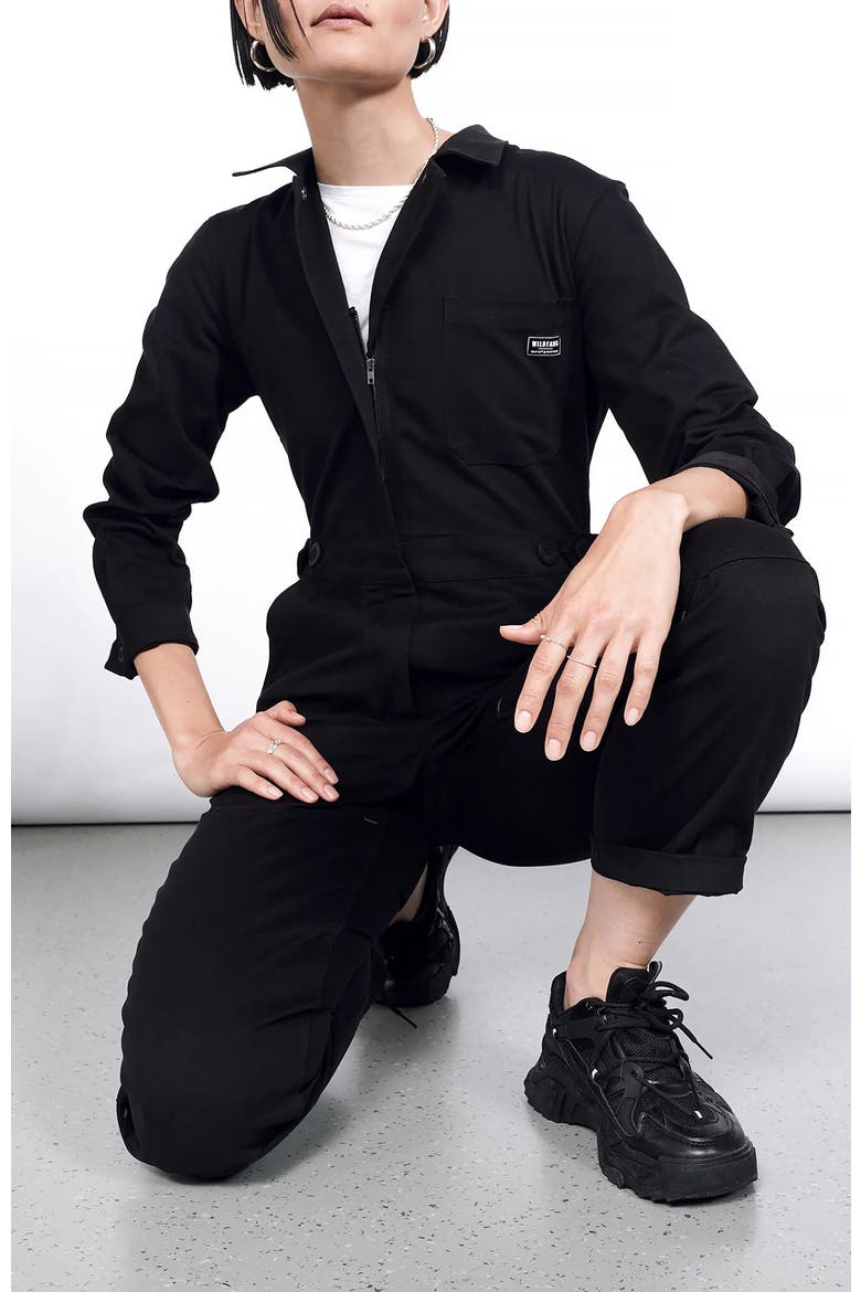 The Essential Long Sleeve High Waisted Coverall, Alternate, color, BLACK