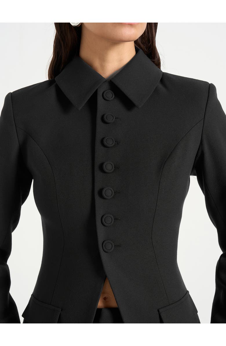 Manière De Voir Harper Tailored Cinch Blazer With Detachable Collar, Alternate, color, Black