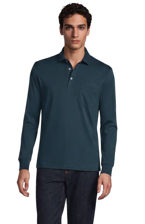 Long Sleeve Cotton Supima Polo Shirt With Pocket