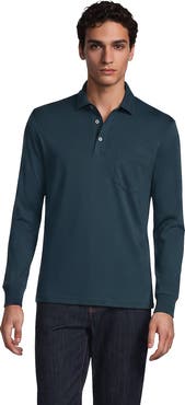 Lands' End Long Sleeve Cotton Supima Polo Shirt With Pocket