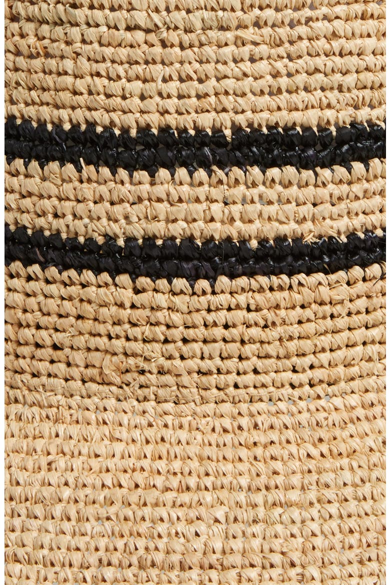 Ellee Straw Packable Bucket Hat, Alternate, color, TAN/ BLACK