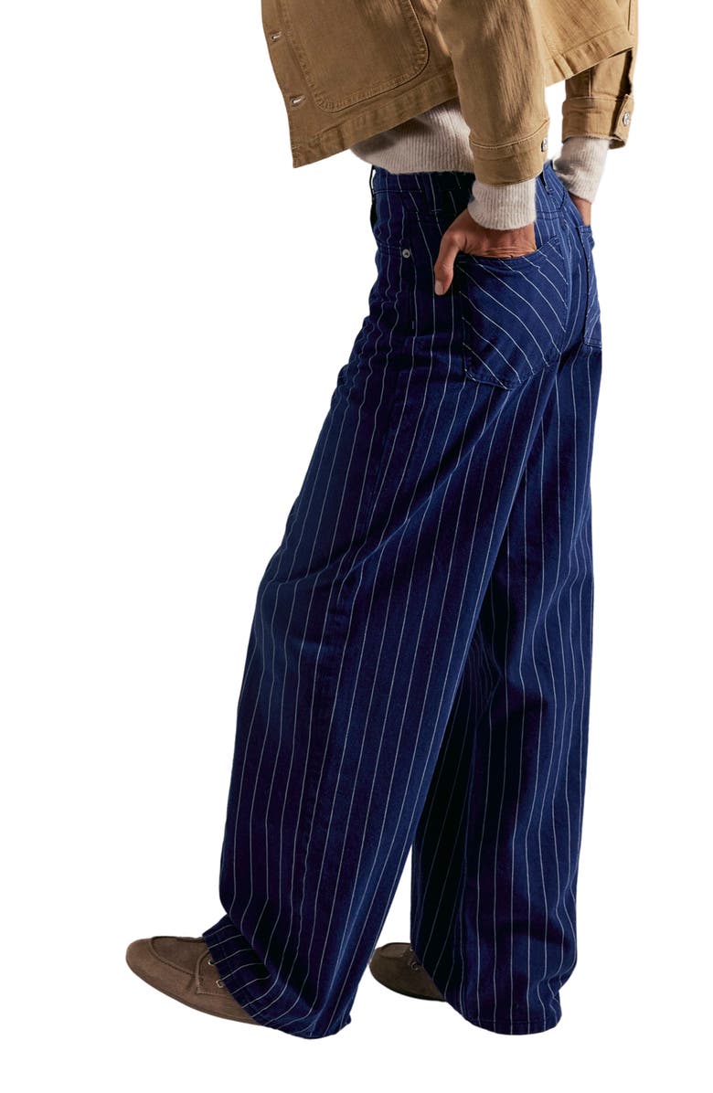 Free People Nia Stripe Boyfriend Jeans, Alternate, color, Indigo Pinstripe