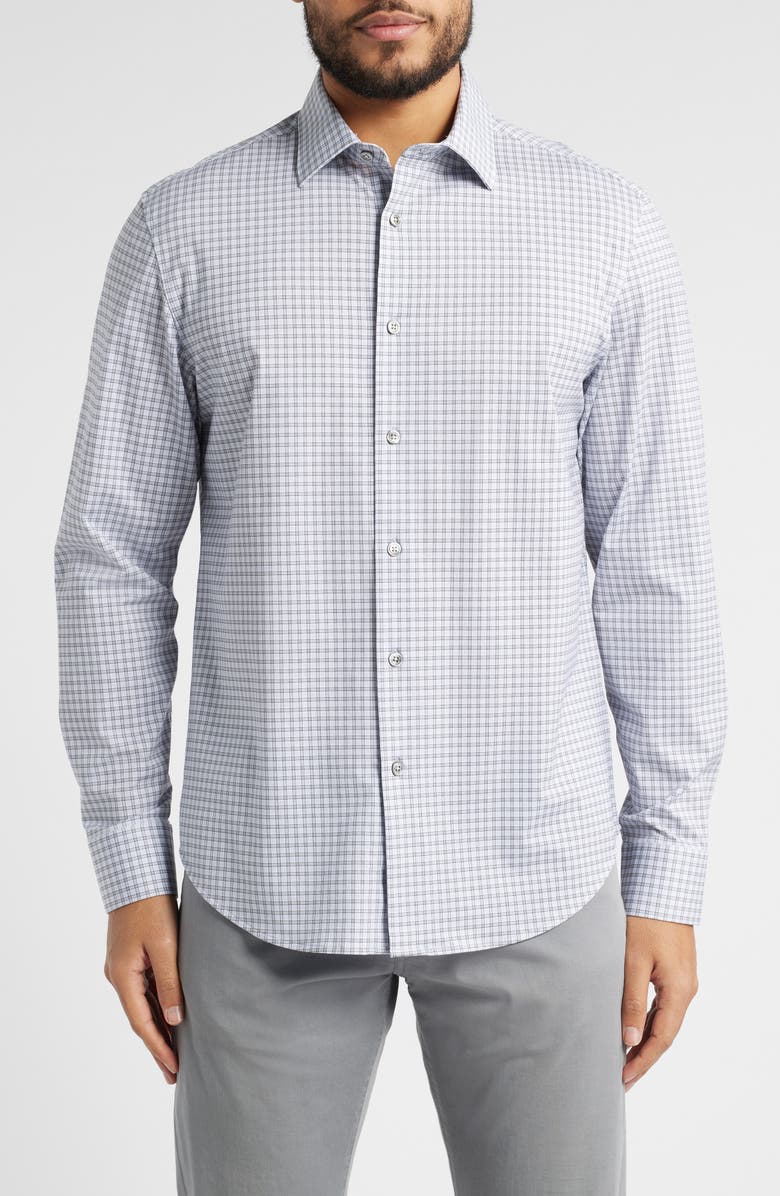Bugatchi James OoohCotton<sup>®</sup> Button-Up Shirt, Main, color, Platinum