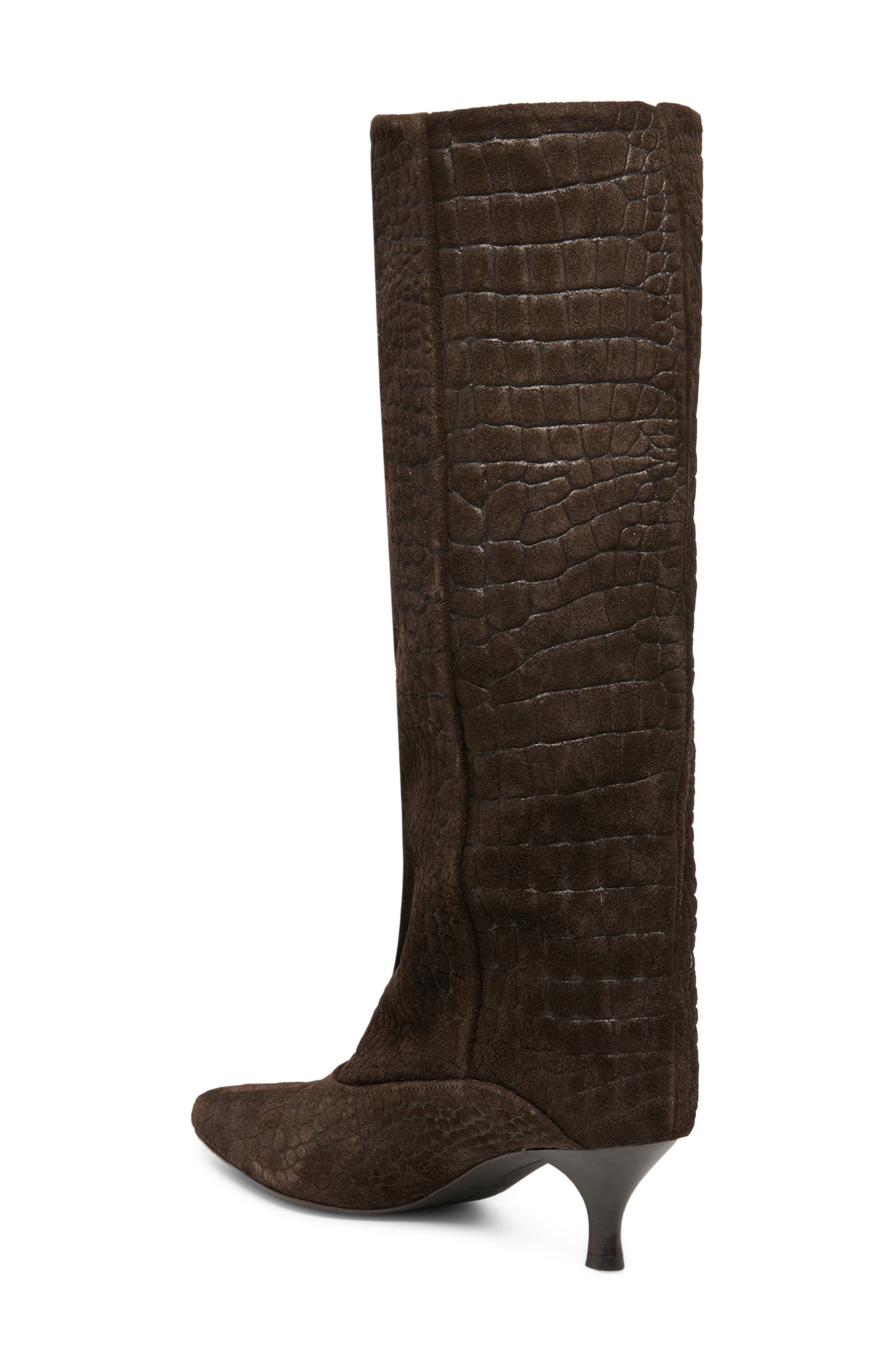 Dolce Vita Roxla Croc Embossed Leather Knee High Boot (Women) | Nordstrom