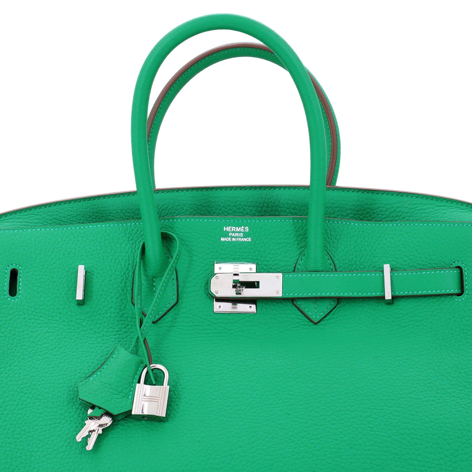 Pre-Owned Hermes Birkin Handbag Green Clemence with Palladium Hardware 35, Alternate, color, 