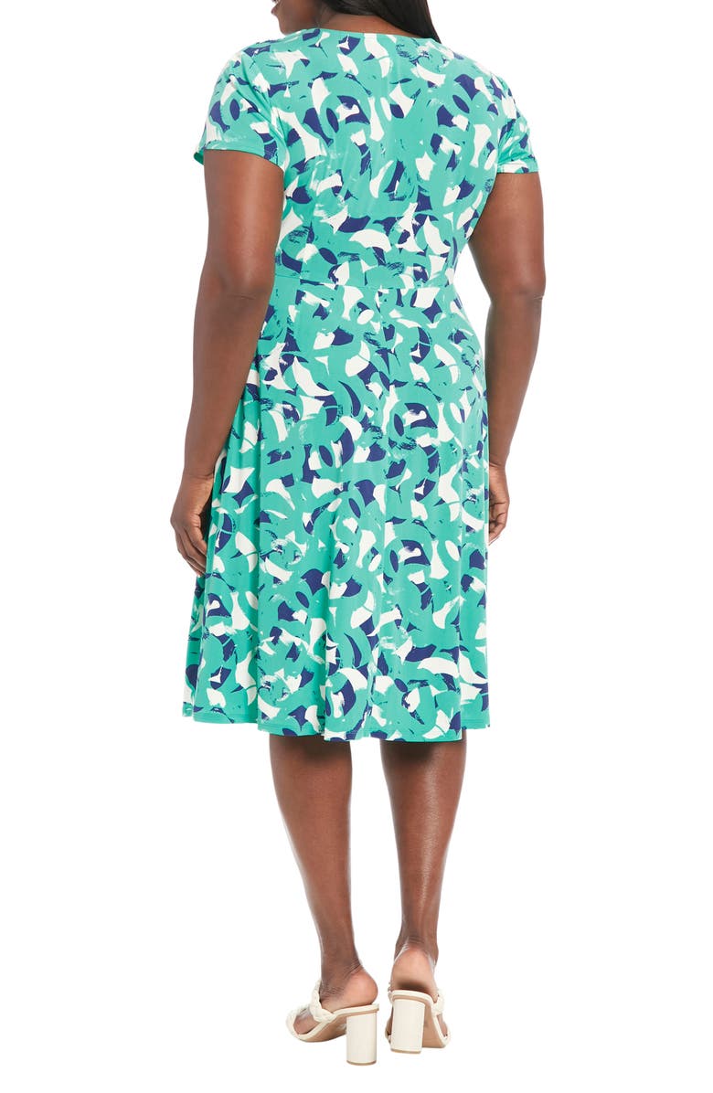London Times Smocked Puff Sleeve Dress, Alternate, color, 