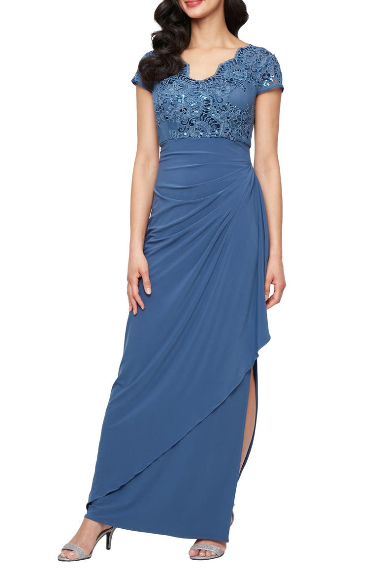 Sequin Embroidered Ruched Gown video