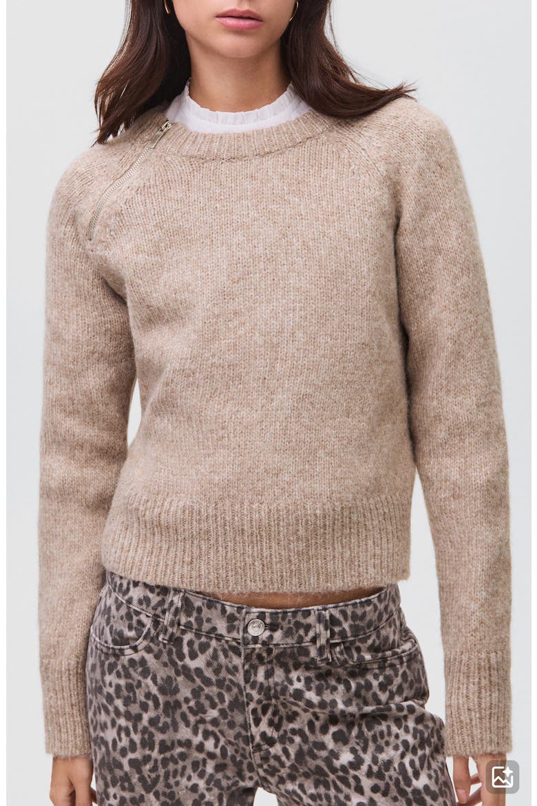 Zip Trim Sweater, Main, color, BROWN