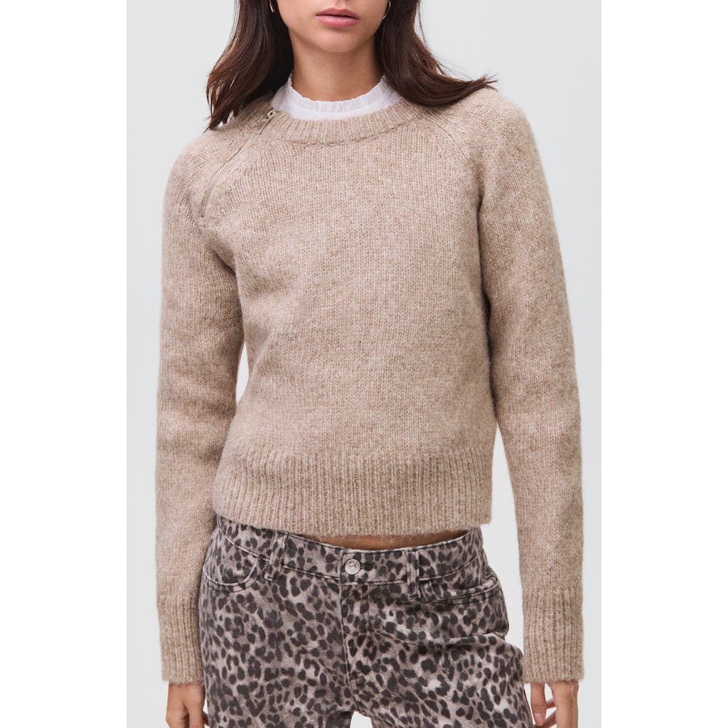 Mango Teen Zip Trim Sweater In Brown