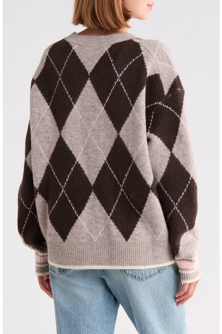 Crewneck Pullover Sweater, Alternate, color, MED BROWN SEAL ROSE DUST