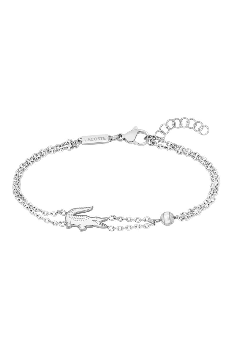 Crocodile Station Bracelet, Main, color, SILVER
