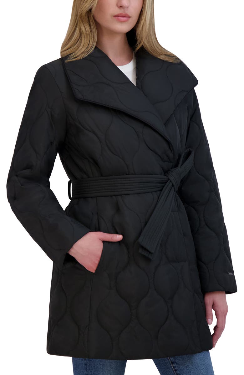 Tahari Janelle Quilted Wrap Coat, Alternate, color, 