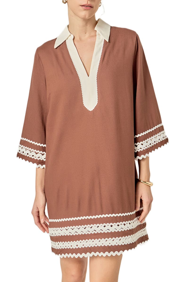 English Factory Colorblock Minidress, Alternate, color, Brown