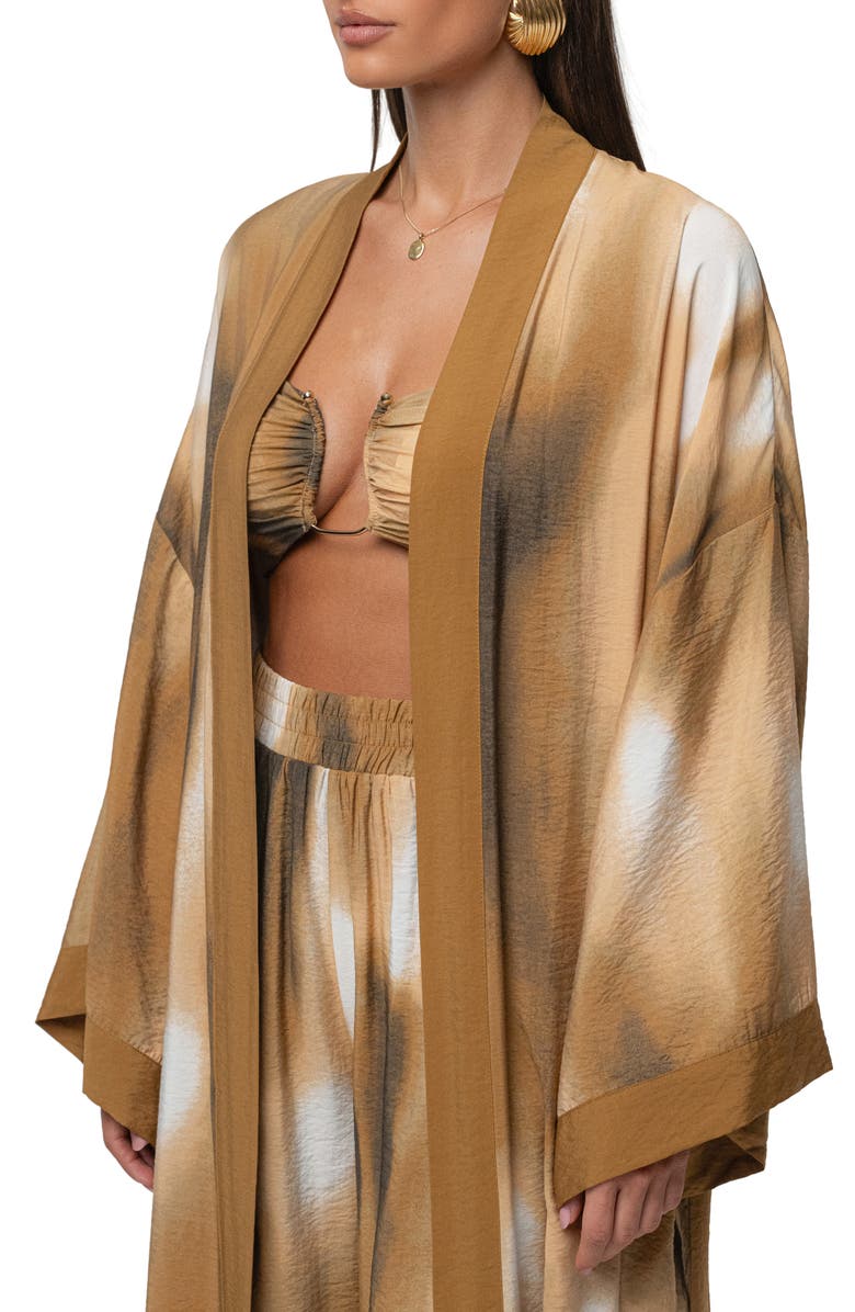 JLUXLABEL Desert Oasis Abstract Print Duster, Alternate, color, Brown