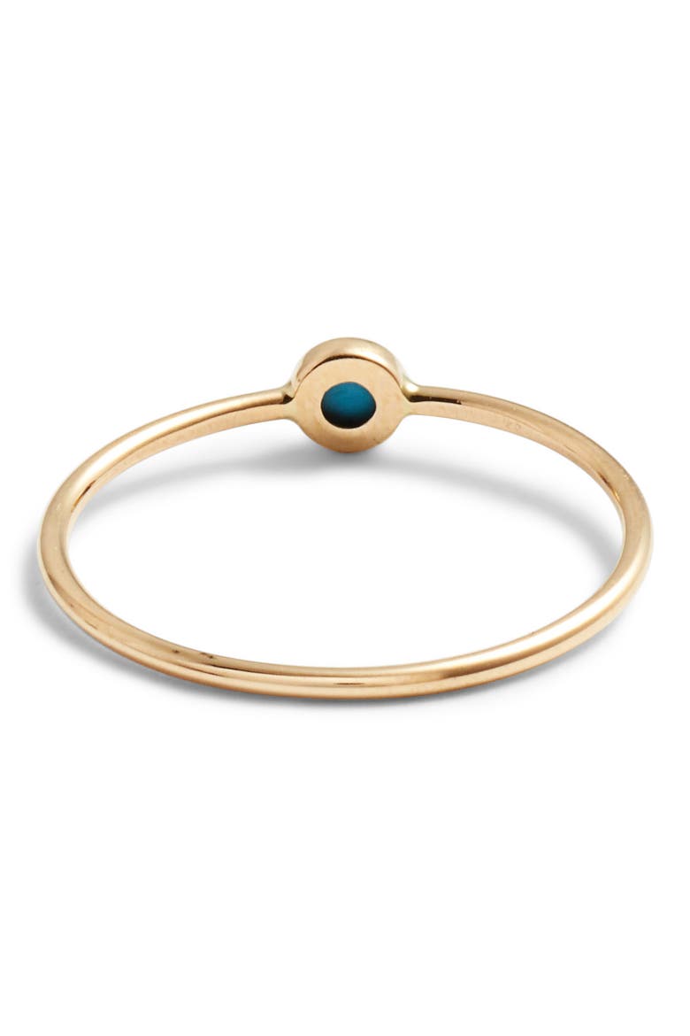 14K Gold Bezel Birthstone Stacking Ring, Alternate, color, YELLOW GOLD / TURQUOISE