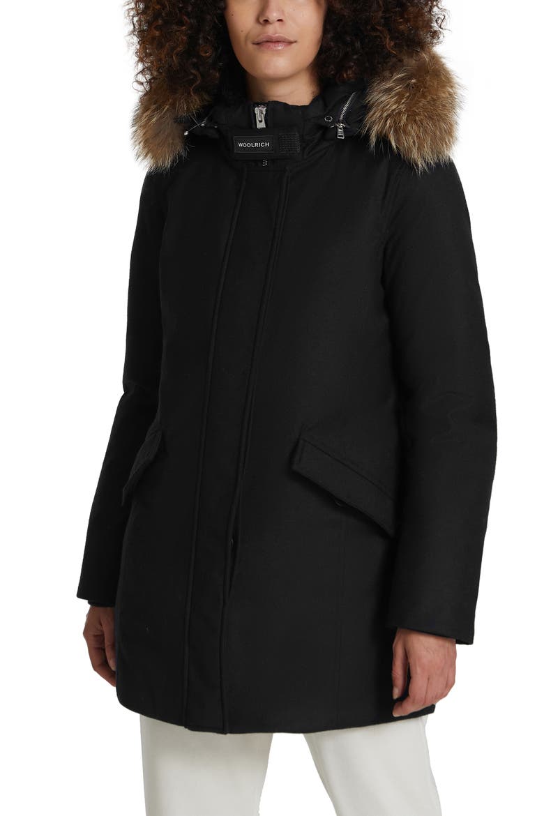 Luxe Arctic Down Parka with Genuine Coyote Fur Trim, Main, color, BLACK