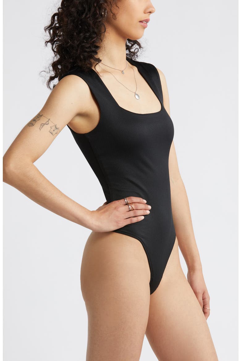 Butter Rib Square Neck Bodysuit, Alternate, color, BLACK JET