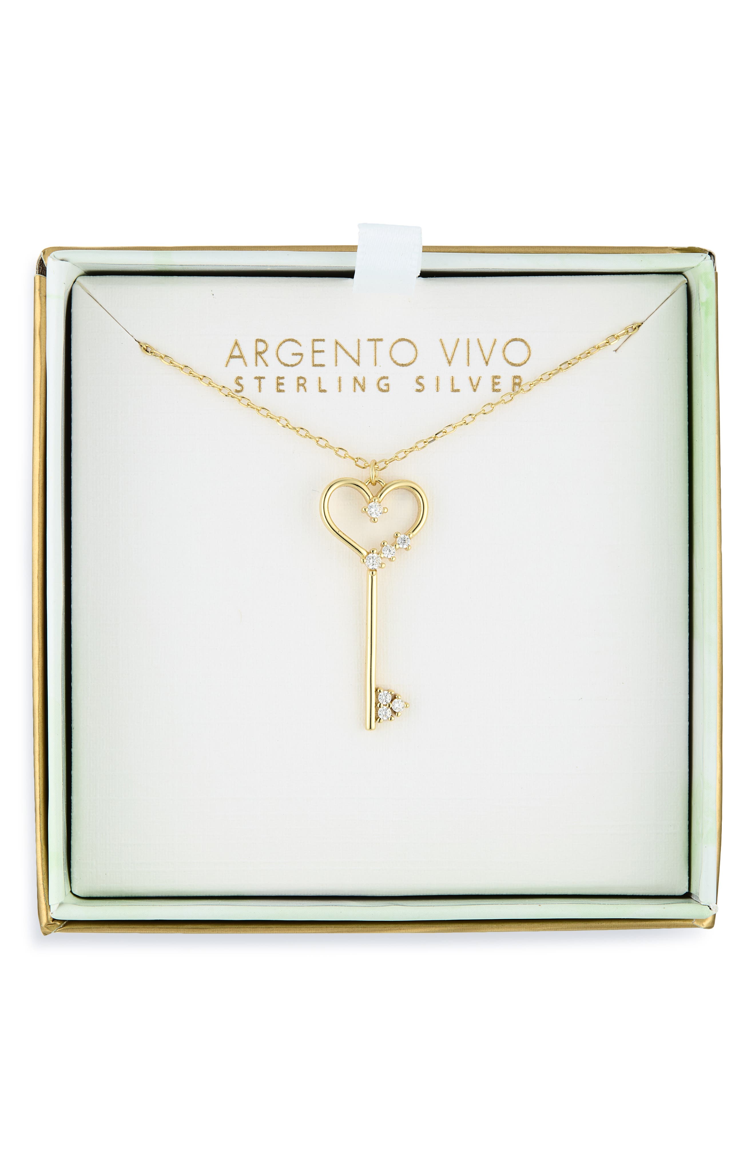 ARGENTO VIVO Love Heart Key Pendant Necklace