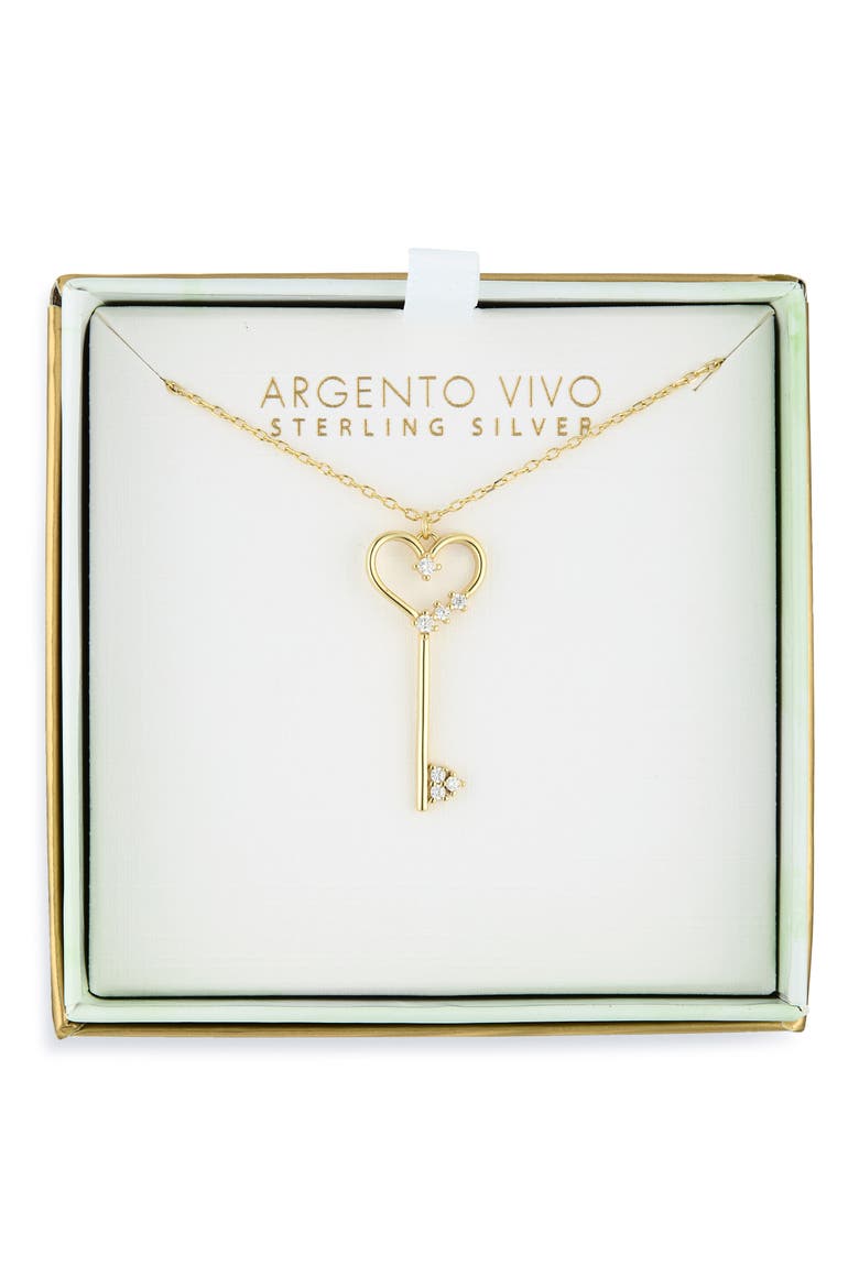 Love Heart Key Pendant Necklace, Main, color, GOLD