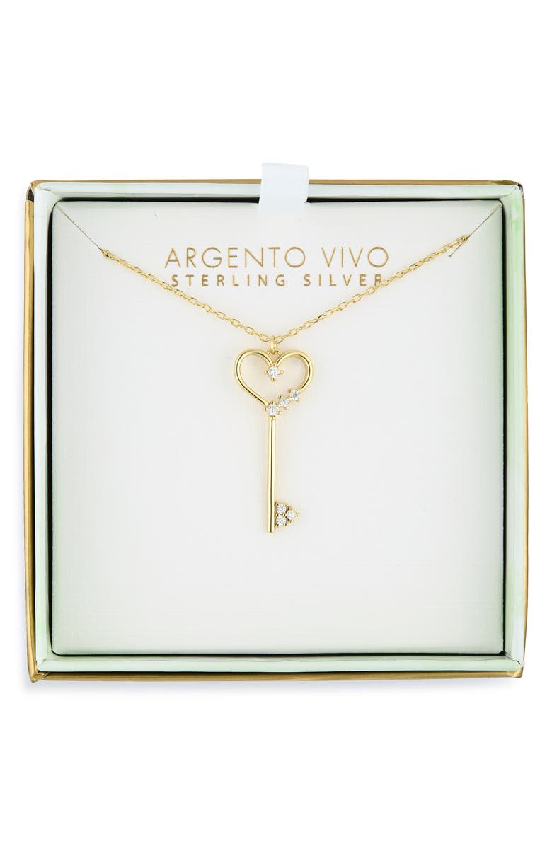 ARGENTO VIVO Love Heart Key Pendant Necklace, Main, color, Gold