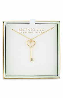 ARGENTO VIVO Love Heart Key Pendant Necklace