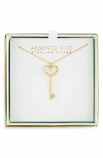 ARGENTO VIVO Love Heart Key Pendant Necklace