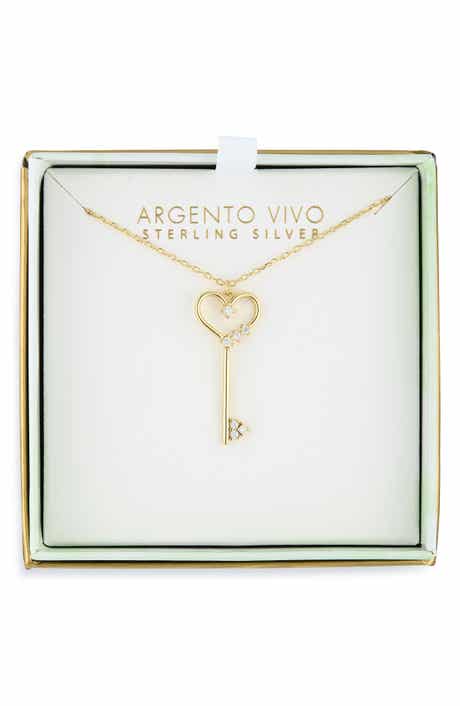 ARGENTO VIVO Love Heart Key Pendant Necklace