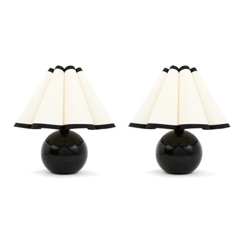 Blair 10" Modern LED Classic Table Lamp with Black Marble Base, Set of 2, Bulb Included