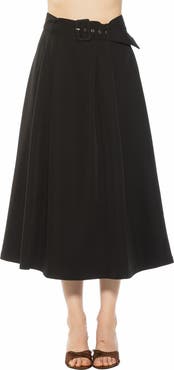 Alexia Admor Belted A-Line Midi Skirt