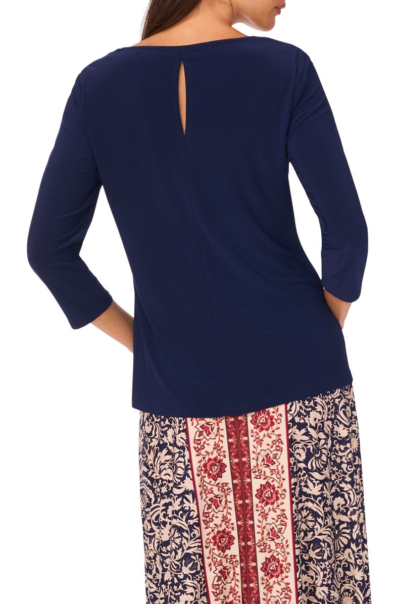 Vince Camuto V-Neck Stretch Jersey Top, Alternate, color, Classic Navy