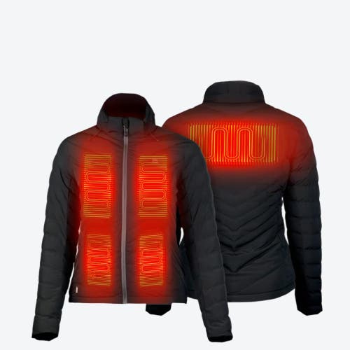 Mobile Warming Crest Natural Down Heated Jacket In Black