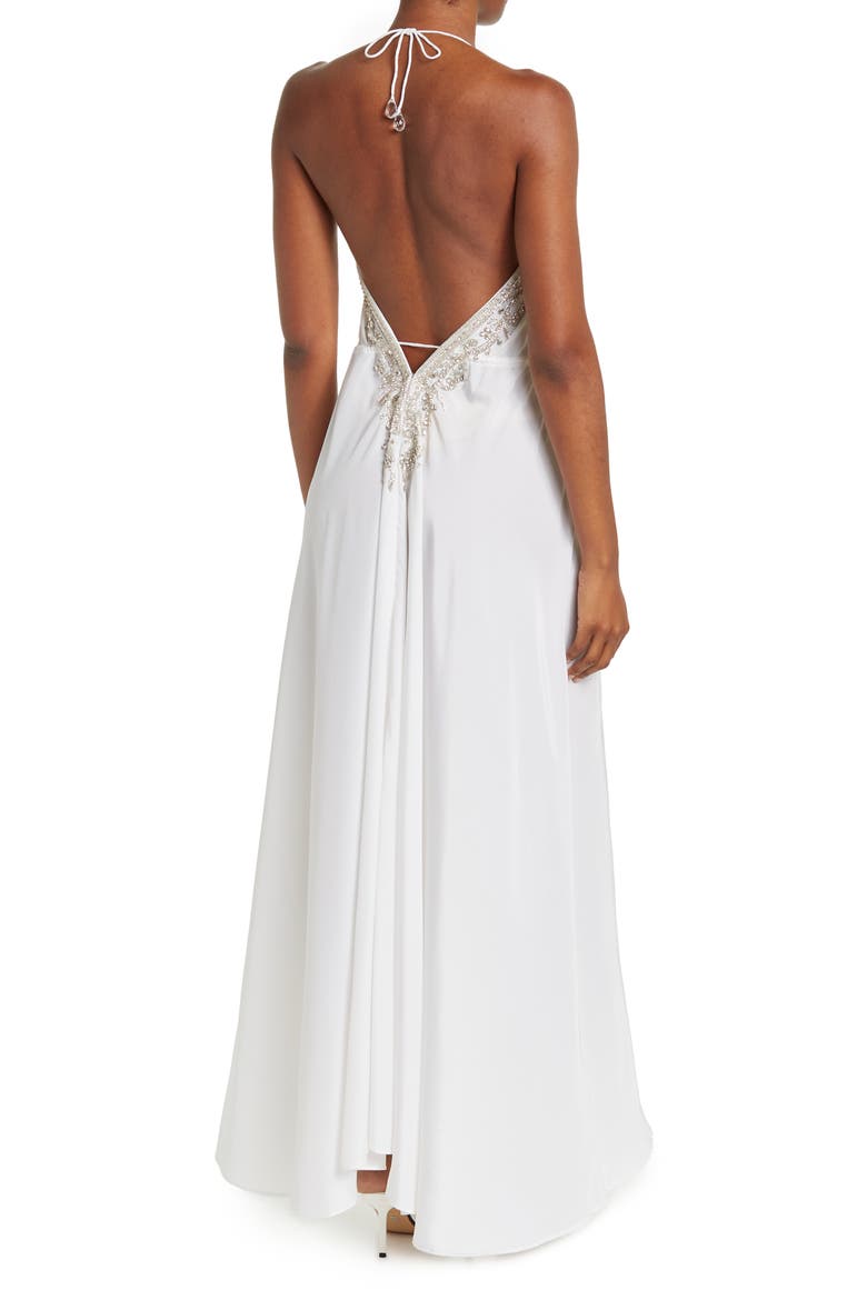 Embellished Halter Maxi Dress, Alternate, color, WHITE