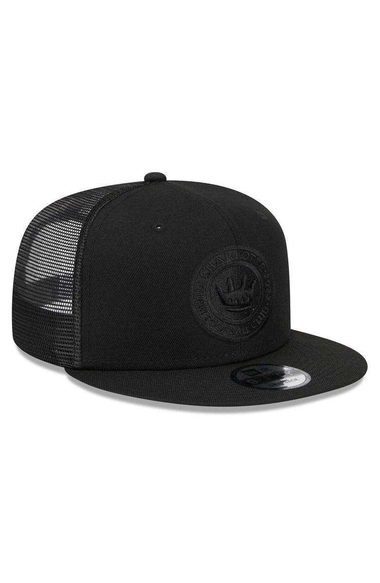 New Era Men's New Era Black Charlotte FC Logo Classic 9FIFTY Trucker Snapback Hat, Alternate, color, 