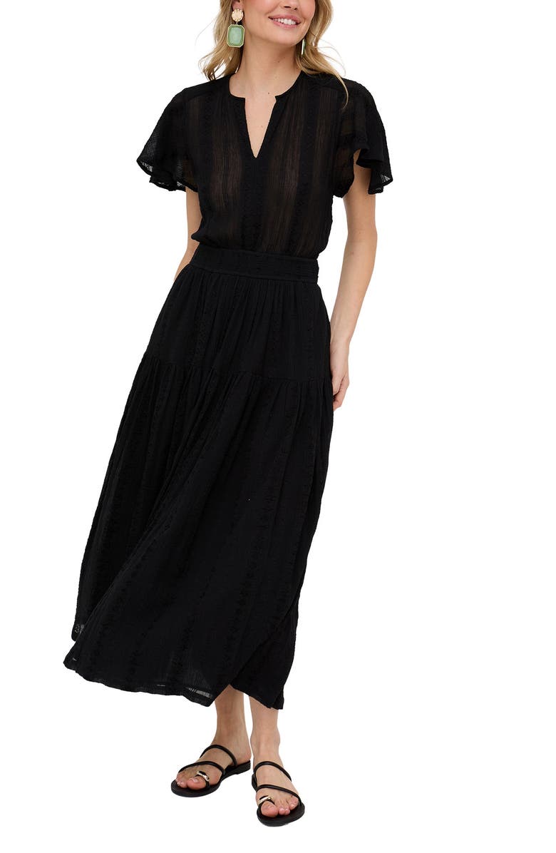 Raffya Candice Flutter Sleeve Jacquard Maxi Dress, Alternate, color,