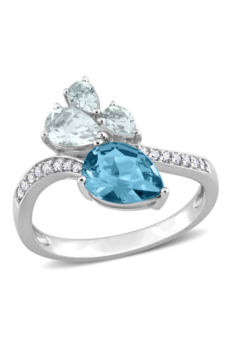 Blue Topaz Aquamarine & Diamond Ring 14k, Main, color, Blue Topaz