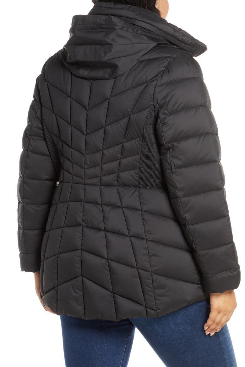 Packable Water Resistant Down & EcoPlume Coat, Alternate, color, BLACK