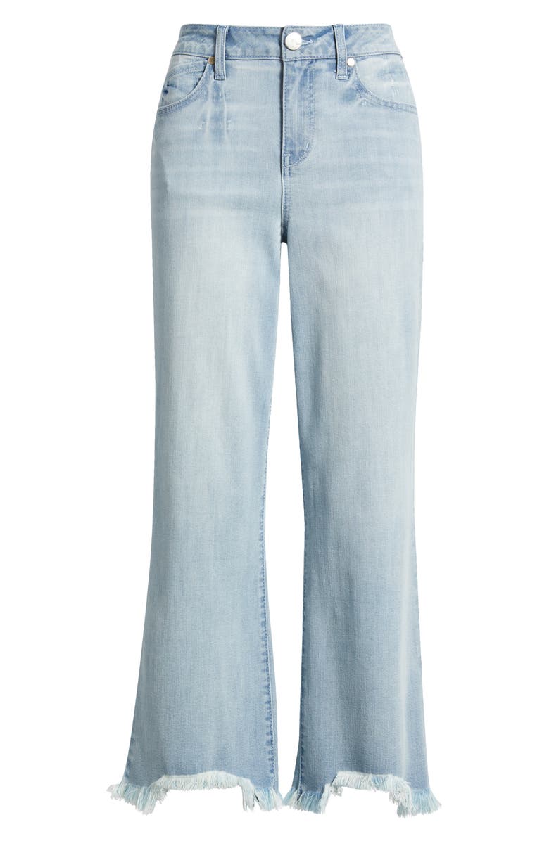 1822 Denim Frayed High Waist Demi Bootcut Jeans, Alternate, color, Chase