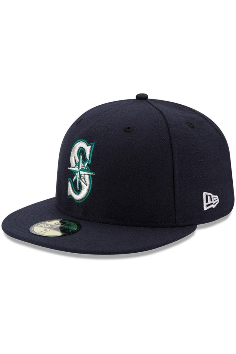 Men's New Era Navy Seattle Mariners Authentic Collection On Field 59FIFTY Fitted Hat, Main, color, NAVY