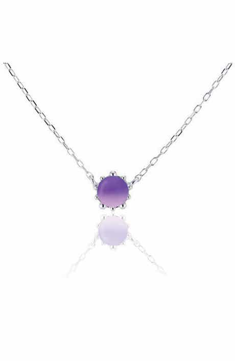 House of Frosted Amethyst Flower Pendant Necklace