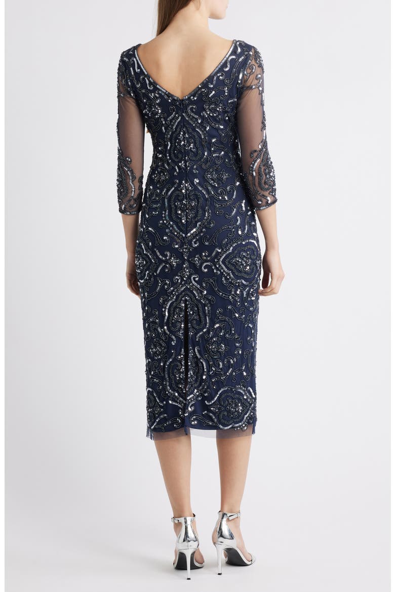 Sequin & Beaded Cocktail Sheath Dress, Alternate, color, CARBON